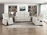 Contemporary Beige Double Reclining Sofa with Side Pocket 1pc Faux Leather Upholstery Plywood Living B011P501148