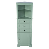 ZUN Green Triangle Tall Cabinet with 3 Drawers and Adjustable Shelves for Bathroom, Kitchen or Living 58750373