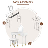 ZUN 40" Modern Vanity Table Set with Mirror Touch Screen Lighted Mirror, Dressing Table and Cushioned N704P196657K