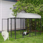 ZUN 8x4x6 FT Outdoor Dog Kennel for Large Dogs, Heavy Duty Welded Wire Steel Dog Playpen Fence with 75545650