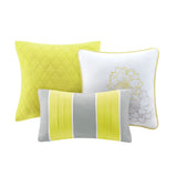 6 Piece Printed Cotton Quilt Set with Throw Pillows Taupe Grey/Yellow King/Cal King B03597468