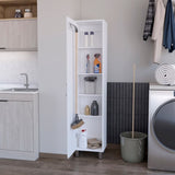 Lawen Tall Storage Cabinet, Single Door, 3 Broom Hangers B128P148730