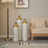 Floor metal vase modern style decoration droplet shaped white metal vase 3-piece set gorgeous W2796P255601