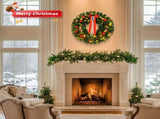 36in Pre-lit Battery Powered Christmas Wreath, Lighted Artificial Xmas Wreath with 80 Warm Lights 98668581
