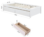 ZUN Twin Bed with 2 Drawers, Solid Wood, No Box Spring Needed ,White 95467586