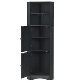 ZUN Tall Bathroom Corner Cabinet, Freestanding Storage Cabinet with Doors and Adjustable Shelves, MDF WF293800AAB