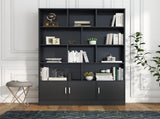 70.87" Tall Bookshelf with 10 Cubes and 3 Doors, 4-Tier Bookshelf, Open Shelf Bookcase with Cabinet, W331P377354