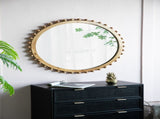 D34" Wood Round Mirror with Beaded Frame, Circle Wall Mirror for Living Room Bedroom Entryway W2078126450