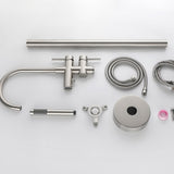 Mount Bathtub Faucet Freestanding Tub Filler Brushed Nickel Standing High Flow Shower Faucets with 20416546