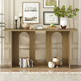 U_STYLE Modern and Curved Design Ash Veneer Console Table with Shelf,Suitable for Entryway,Hallway N711P241287O