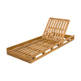 ACACIA WOOD ADJUSTABLE LOUNGE CHAIR, TEAK FINISH UNCUSHIONED PATIO CHAIR FOR BACKYARD POOL GARDEN N770P272405T