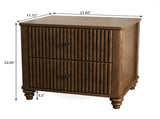 Fluted Nightstand 2-Piece Set, 21.65" Wide Side Table with 3 Drawers, Mid Century Modern Wood W5819P481407