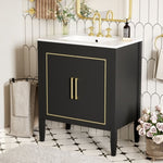 ZUN 30 Inch Bathroom Vanity with Ceramic Basin, Soft Close Door, Built-in Hidden Drawer WF530477AAB