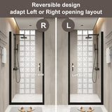 34"x 72" Pivot Shower Door, Matte Black Aluminum Frame, Half Frame ,1/4" Tempered Glass W1675P295822