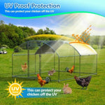 ZUN Metal Large Chicken Coop Walk-in Poultry Cage Large Chicken Run Arc Shaped Cage with Waterproof 60830587