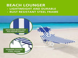 Face-Down Folding Beach Lounger with Backpack Straps, Blue & White Stripe 73264804