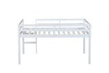 ZUN Solid Wooden, Rubber Wooden Twin Loft Bed with Ladder, Bed Platform of Strengthened Slats , White W504P190951