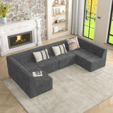 Corner sofa Compressed Sectional Sofa Modern Minimalist Style Corduroy Couch, Sleeper Sofa for W487P230484