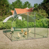 ZUN Large Chicken Coop Metal Chicken Run with Waterproof and Anti-UV Cover, Dome Shaped Walk-in Fence W2505P194437