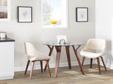 Mid-Century Modern Dining/Accent Chair in Walnut and Cream Noise Fabric - Set of 2 B202P223853