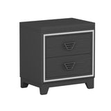 Elegant Nightstand with Metal Handle and Sparkling Shiny Decoration, Bedside Table with 2 Drawers WF531200AAB