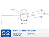 52" Low Profile Ceiling Fan in Brushed Nickel with Silver Blades W1367P447391