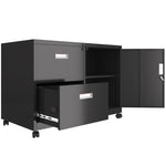 ZUN Metal Office Cabinet with 2 Drawers & Adjustable Shelves, Mobile Lateral Filing Cabinet with Lock 73468898