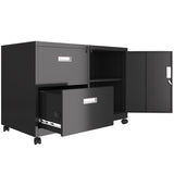 ZUN Metal Office Cabinet with 2 Drawers & Adjustable Shelves, Mobile Lateral Filing Cabinet with Lock 73468898