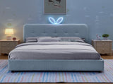 Full Size Kids Upholstered Bed with Oversized Rabbit Ear Headboard, LED Light & 4 Storage Drawers, W1413P384925