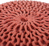 Poona Handcrafted Modern Cotton Pouf, Coral 60480.00CRL-CN