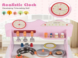 Pink Wooden Toddler Play Kitchen with Sink & Accessories, Safe Gift for Kids 3 00113003
