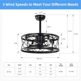 ZUN Ceiling fan AC motor low noise small ceiling fan Modern Enclosed Reversible Motor Ceiling Fan For W1592P176724