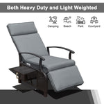 ZUN Adjustable Patio Recliner Chair Metal Outdoor Lounge Chair with Flip Table Push Back, Adjustable W1859P196387