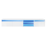 ON-TREND Unique Design TV Stand with 2 Glass Shelves, Ample Storage Space Media Console for TVs Up WF314584AAK