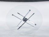 Dining Table with cross metal leg and tempered glass,Modern Space Saving Kitchen Table for Living 36989870