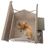 ZUN Outdoor fir wood dog house with an open roof ideal for small to medium dogs. With storage box, 70363091