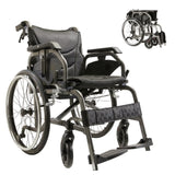 Aluminum Foldable Lightweight Adult Wheelchair, New Square Tube Design, 18" Seat with Front and Rear W3121P297492