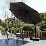 11 FT Cantilever Patio Umbrella, Round Outdoor Offset Umbrella with 360&deg Rotation & Tilt Adjustment B082P195465