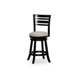 24" Counter Height Slat Back Swivel Stool, Espresso Finish, Beige Fabric Seat B04660688