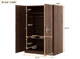 2-Door Wooden Wardrobe Armoire with 3 Storage Shelves, Brown 07725847