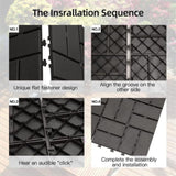 Patio Interlocking Deck Tiles, 12"x12" Square Composite Decking Tiles, Four Slat Plastic Outdoor W1859P184874