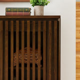 Mid Century Modern Fluted Hollowed Out Sideboard Cabinet with 2 Outlet Holes, Buffet Cabinet with W1801P288510