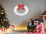 36in Pre-lit Outdoor Christmas Wreath Decoration, Lighted Metal Wreath with Red Bow, Remote Control 78170897