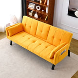 70-inch multi-functional cotton and linen sofa bed foldable cup holder side storage, instantly W3371P337202
