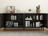 Modern Black Wood Sideboard Buffet Accent Bedroom Media Hallway Curio Kitchen Hutch Storage Cabinet W2263P207530