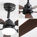 ZUN 52 Inch Classics Ceiling Fan With Dimmable Led Light 6 Speed Wind 5 Blades Remote Control DC Motor W882P146287