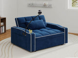 Corduroy Pull-Out Sleeper Chair With Pillow, Brushed Stainless Steel Cup Holder, Phone Stand & Usb 76582109