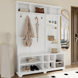 Hall Tree with Shoe Bench, Coat Rack ,Shoe Storage ,Storage Shelves and Pegboard, for Hallways, W757P148146