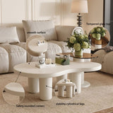 Cream White Modern Nesting Coffees Set of 2, 2 in 1 Irregular Coffee with Glass Top End W3081P254996
