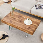 ZUN Natural Style MDF Coffee Table - 39.3"x21.6" with Tempered Glass Legs.Density Board W1151P233514